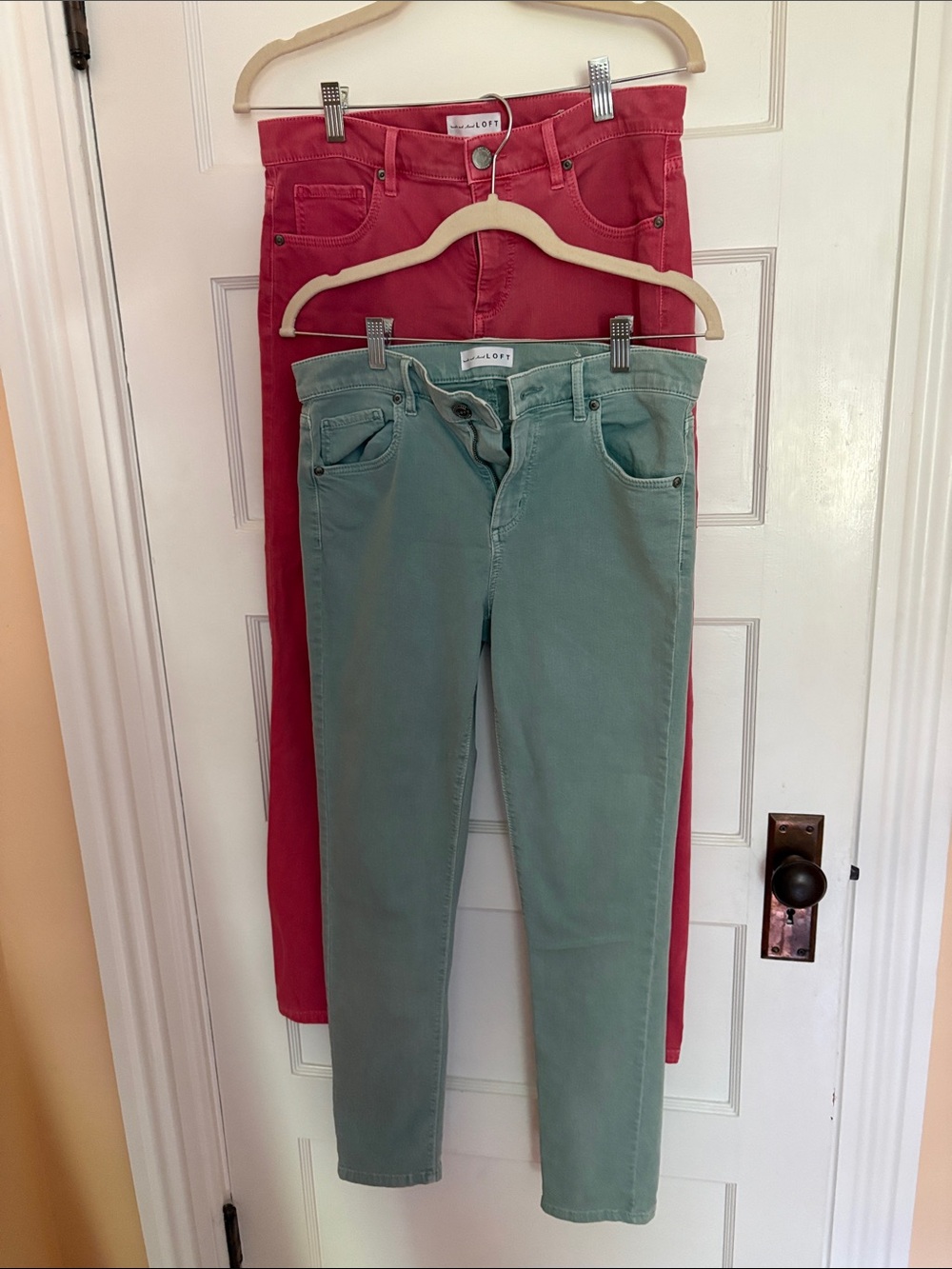 Love Skinny Jeans in Coral and Mint